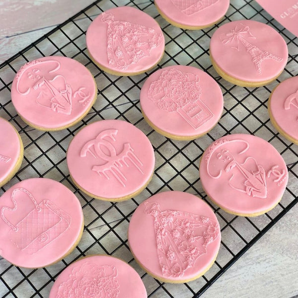 elegance themed embossed biscuits